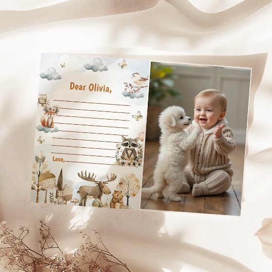 Woodland Birthday Time Capsule Note Bericht Kaart