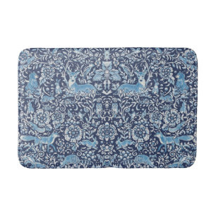 Woodland Blue Animal Fox Owl Konijn William Morris Badmat