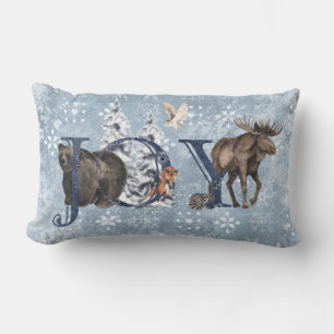 Woodland Blue Beer Moose JOY Snowflake Kussen