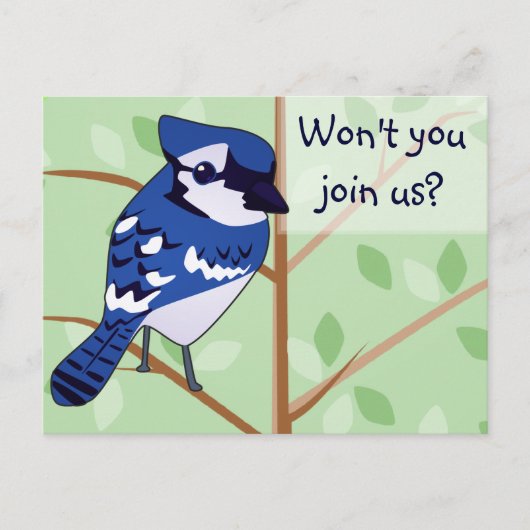 Woodland Blue Jay Invitation carte postale (Devant)