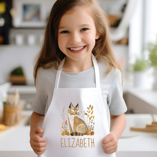 Woodland Bobcat Cute Personalized Kinder Schort