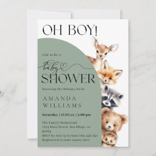 Woodland Boho Modern Neutral Baby shower Kaart
