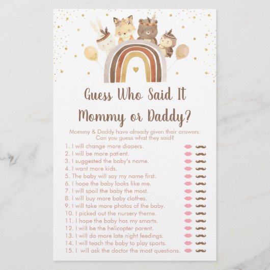 Woodland Boho Rainbow Raad die zei dat het een spe (Voorkant)