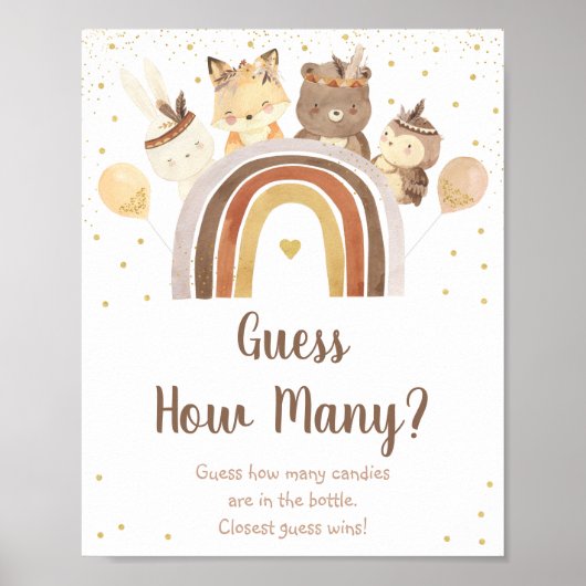 Woodland Boho Rainbow Raad eens hoeveel Poster er (Voorkant)