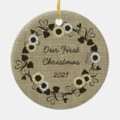Woodland BOHO Sunflower Foto Keramisch Ornament (Achterkant)