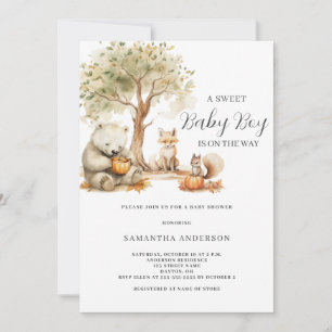 Woodland bosdier jongen babyshower uitnodiging