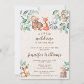Woodland bosdieren baby jongen douche uitnodiging (Voorkant)