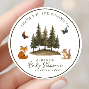 Woodland Bosdieren Baby Shower Bedankt Sticker