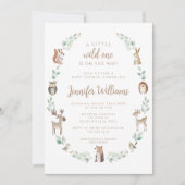 Woodland bosdieren groen baby jongen douche kaart (Voorkant)