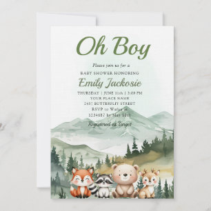 Woodland Boy Baby Forest Animal baby shower Kaart