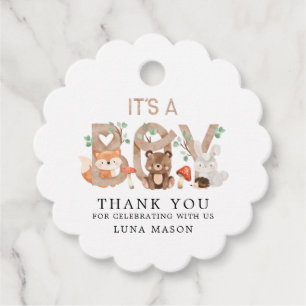 Woodland Boy Baby shower Bedankjes Labels