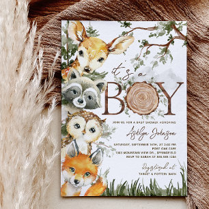 Woodland Boy Baby shower Uitnodiging