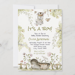 Woodland Boy Wilde Bosdieren Baby Shower  Kaart