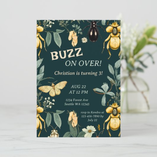 Woodland Bug Forest Buzz Verjaardag Kaart (Staand voorkant)