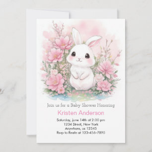Woodland Bunny Blissful Roze Meisje Baby shower Kaart