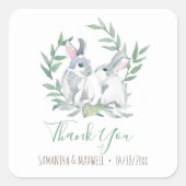 Woodland Bunny Dank je wel Vierkante Sticker (Voorkant)