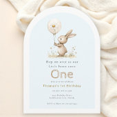 Woodland Bunny First Birthday Arch Invitation Kaart