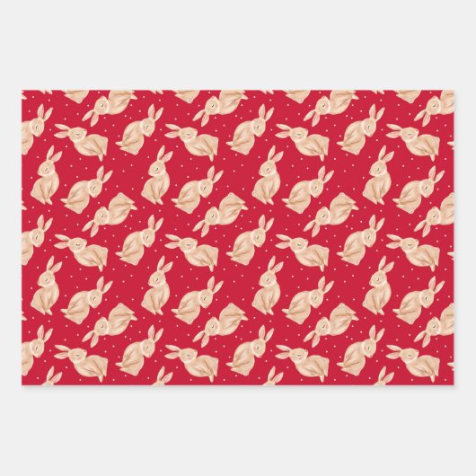 Woodland Bunny Kerst inpakpapier Vel (Voorkant)