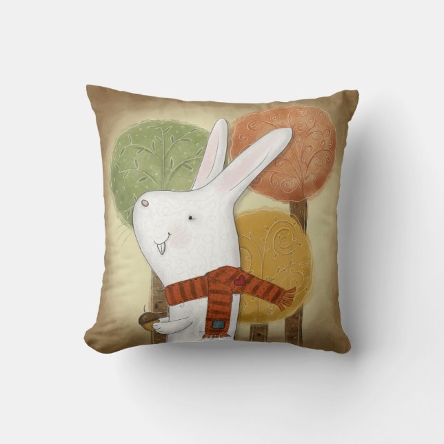 Woodland Bunny met eikel Kussen (Voorkant)