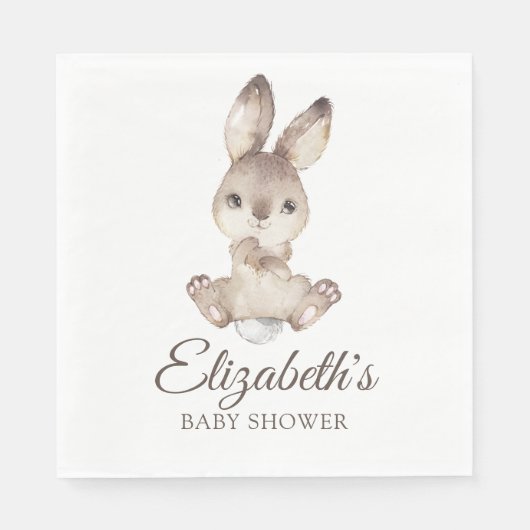 Woodland Bunny Rabbit Baby shower voor jongen of m Servet (Voorkant)