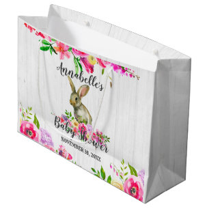 Woodland Bunny Rabbit  Bloemen Baby shower Large Cadeauzakje