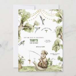 Woodland Bunny Rabbit Vist Birthday Party Invit Kaart