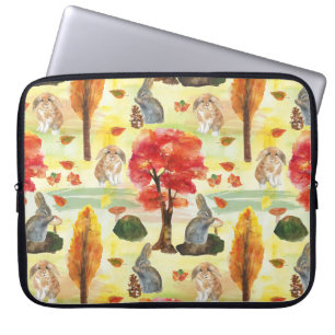 Woodland Bunny Rabbit Waterverf Laptop Sleeve
