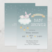 Woodland Bunny Stars Baby shower Invitation (Devant / Derrière)