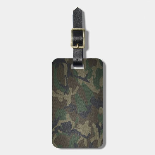 Woodland Camo Fabric Bagagelabel (Voorkant verticaal)