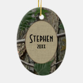 Woodland Camo Hunting Foto Keramisch Ornament (Achterkant)