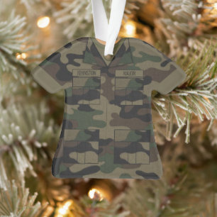 Woodland Camo militair gepersonaliseerd beroep Ornament