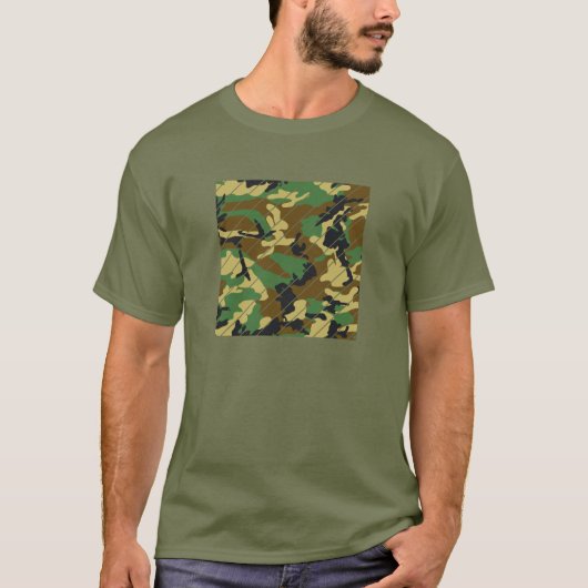 Woodland Camo Pattern Square Sliced T-shirt (Voorkant)