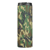 Woodland Camo Pattern Travel Mug Thermosbeker (Achterkant)