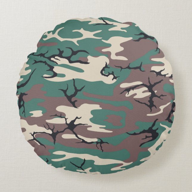 Woodland Camo Rond Kussen (Voorkant)