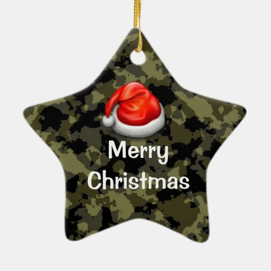 Woodland Camo Star Merry Kerstversient Keramisch Ornament (Achterkant)