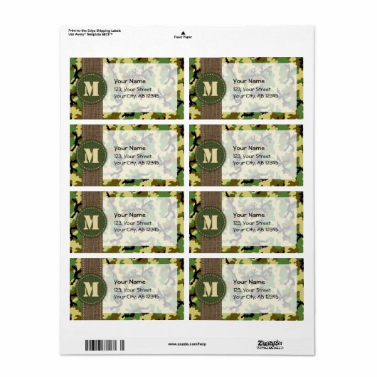 Woodland camouflage etiket (Full Sheet)