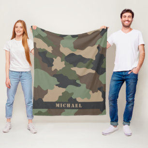 Woodland Camouflage Militair Khaki Monogram Fleece Deken