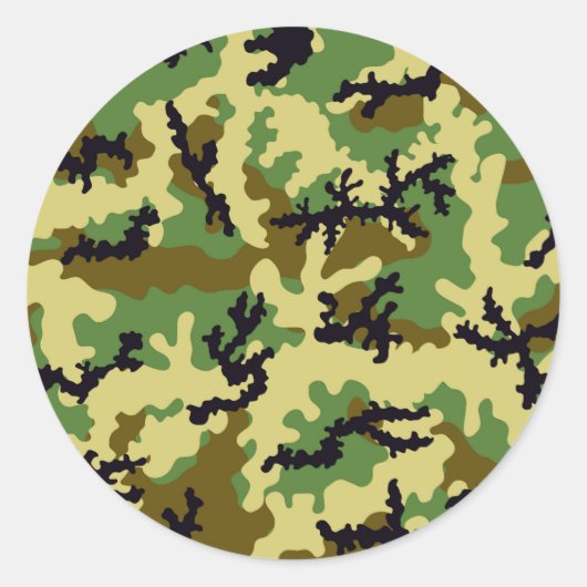 Woodland camouflage ronde sticker (Voorkant)