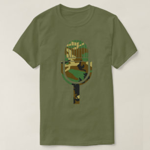 Woodland Camouflagepatroon Vintage Microfoon T-shirt