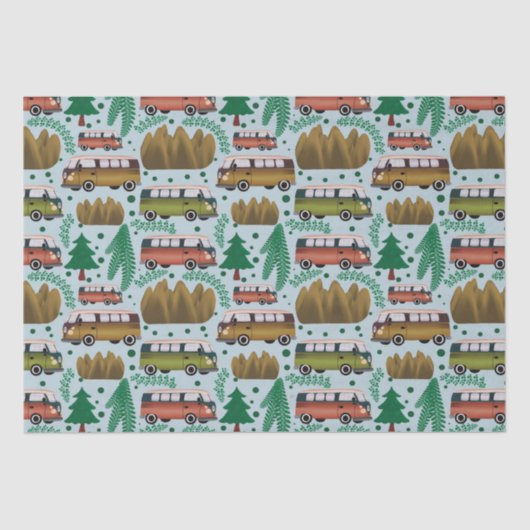 Woodland Camper Blue Tissuepapier (Voorkant)