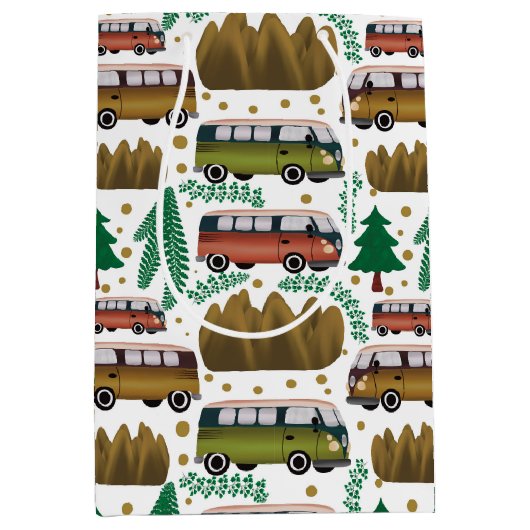 Woodland Camper Pattern Medium Cadeauzakje (Voorkant)