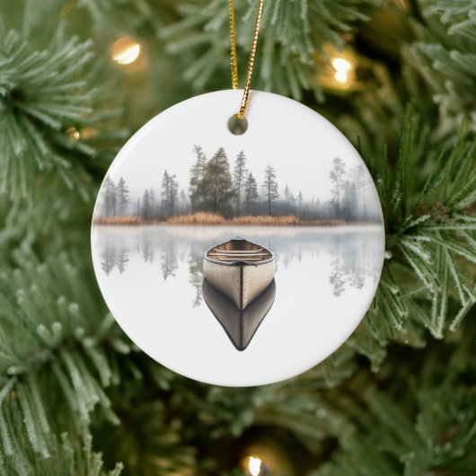 Woodland Canoe Round Holiday Ornament (Boom)