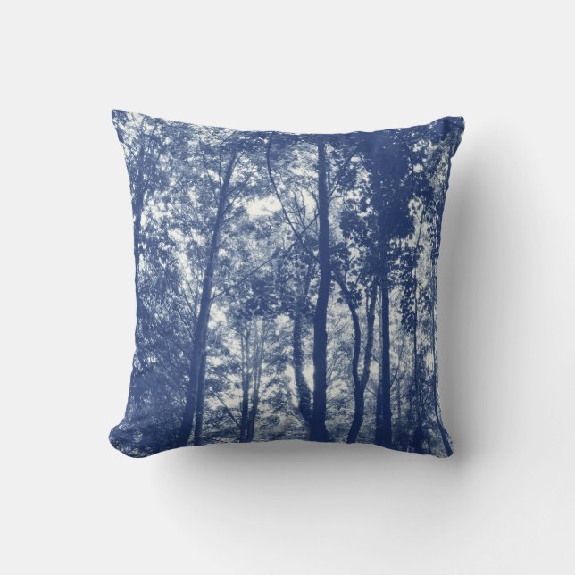 Woodland Canopy - Cyanotype Effect Kussen (Voorkant)