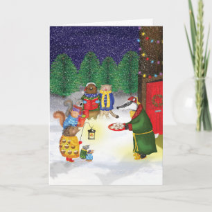 Woodland carol zangers traditionele kerstkaart kaart