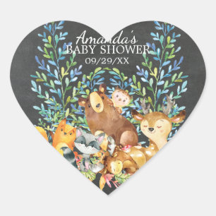 Woodland Chalkboard Baby shower Favor Sticker