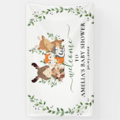Woodland Chic groen Bos Dieren Baby shower Spandoek (Verticaal)