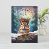 Woodland Chipmunk Vrolijk Kerst Rustiek Bos Feestdagenkaart (Staand voorkant)