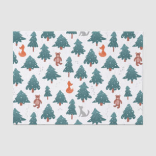 Woodland Christmas - Bomen, Beer en vos Tissuepapier