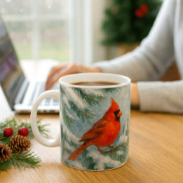 Woodland Christmas Cardinal Bird Mug