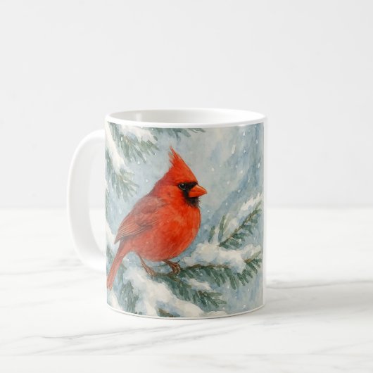 Woodland Christmas Cardinal Bird Mug (Devant gauche)